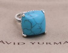 David Yurman Sterling Silver 20mm Chatelaine Ring Turquoise & Diamonds size 7 picture