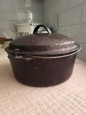 Vintage Cast Iron Wagner Ware Sidney -O- 1268 Dutch Oven w/ Hammered Lid. picture
