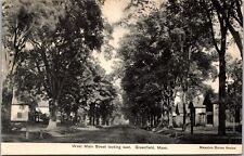 Vtg Greenfield MA West Main Street View Looking East Residential 1907 Postcard picture