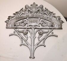 LARGE antique 1890's architectural salvage cast iron cherub wall relief plaque picture