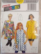 Burda Super Easy Sewing Pattern 4517 Uncut Sz Misses 10-20 Shirt A Line Loose  picture