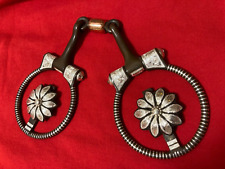 VINTAGE HANDMADE STERLING SILVER CHISELED DAISY SNAFFLE BIT MAKER MARKED GARCIA picture