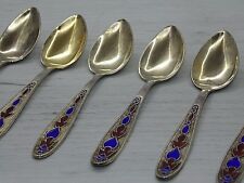 Lot of 6pcs. Vintage soviet tea spoons SILVER 875 star Gold plated, enamel  picture