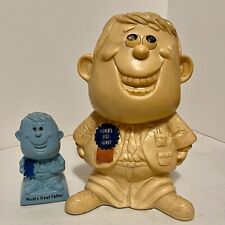 World's Best Father Statue 1970 RW Berries 1-11.5'' Beige & 1-6'' Blue Lot of 2 picture