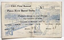 1930's Elk's 1st Annual Peace River Barrell Derby Entry Ticket Midnight July 1st picture