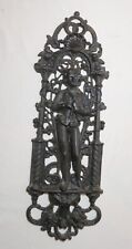 antique ornate figural heavy cast iron relief man smoking pipe wall plaque art ' picture