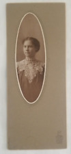 Vintage Oval Picture Portrait Victorian Young Woman Lace Neck Dress Curled Bangs picture
