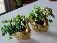 Mid Century Brass Swan Planters--Pair (Lot of 2) --Korea picture