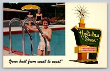Holiday Inn of MILWAUKEE Wisconsin WI Woman In Pool Smiles VINTAGE Postcard picture