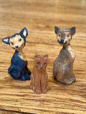 Vintage Miniature Wooden Cats Kittens Kitties Figurines Lot Of 3 picture