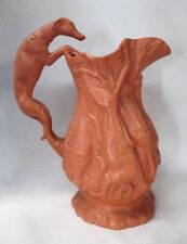 RARE STAFFORDSHIRE RED PARIAN WARE HANGING GAME MOULDED JUG WITH HOUND HANDLE picture