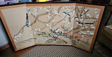 Vintage Japanese Showa Byobu Screen Divider Cherry Blossom Four Panel Japan  picture