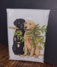 Mary Lake Thompson HOLIDAY BLACK AND YELLOW Labs Kitchen Flour Sack Towel NIP picture