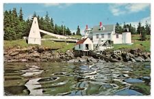 Vinalhaven Island Maine Postcard Brown's Head Lighthouse Unused Chrome picture