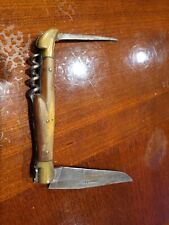 Rare Antique Laguiole Sauzède Angély 55 Bone Stag Knife France picture