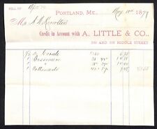 1879 A.W. Knowlton* Newburgh, ME A. Little & Co. Portland Cottonades Billhead picture