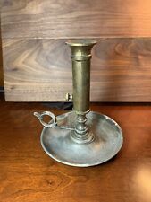 Vintage French Farmhouse Metal Chamber Candlestick with Adjustable Slider picture