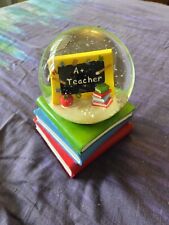 A+ Teacher Apple School Books Chalkboard Snow Water Glitter Globe Hand-Painted picture