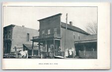 Ely IA~Balcony on Drug Store~Western Facade ~Baby on Fence~Hitching Posts c1910 picture