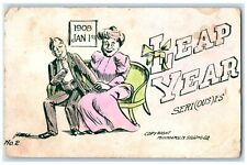 1908 Leap Year Couple Romance Serious Curlew Iowa IA Posted Antique Postcard picture