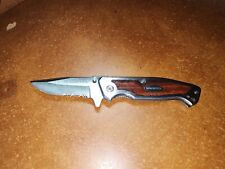Vintage Winchester Combination Wood Inlay Single Blade Folding Pocket Knife picture