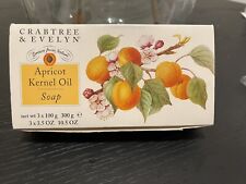 Box Set Of 3 Bars Crabtree & Evelyn Apricot Kernel Oil Soap  3.5 Oz Each,  1995 picture