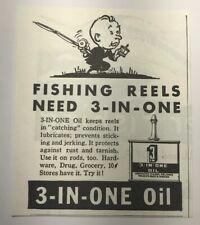 3 In One Oil Cleans Lubricates Protects Fishing Reel  June 1940 Vintage Print Ad picture