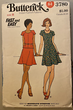 Butterick  3780 Dress Fitted Flared Pull Over Rounded Neckline Bust 31.5 picture