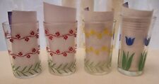 Swanky Swig Juice Glasses - lot of 4 - blue tulip, red & yellow forget me nots picture