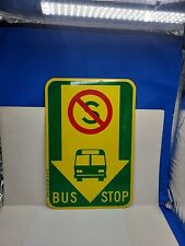 Vintage Detroit Transit Bus Stop metal sign 2 Sided Red Green Yellow 2002  picture