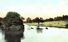1907 Beautiful View River Park Boating Green Field Nature Vintage Postcard picture