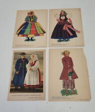 Lot Stryjenska Polish Peasant Types Postcard Lowicz District Colorful Set Of 4 picture