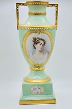 Antique French Sevres Style Gilt Hand Painted Portrait Porcelain Vase Signed picture
