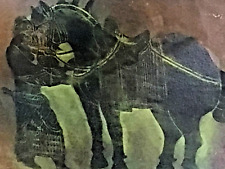 Large Vintage CHINESE HORSE Warrior Historic Art Sculpture PANEL Framed  picture