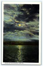 c1930's Moonlight Scene On Conneaut Lake Pennsylvania PA Vintage Postcard picture