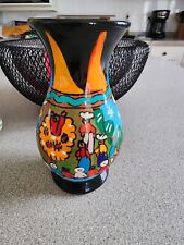 Hand Painted Colorful Mexican Pottery Vase picture