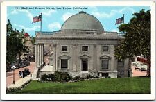 San Pedro CA-California, City Hall & Beacon Street Horse-drawn Carriage Postcard picture