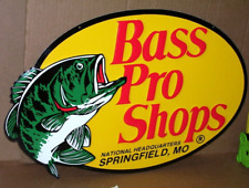 BASS PRO SHOPS - Oval Shaped & Embossed - BIG METAL SIGN - Shows Their FISH LOGO picture