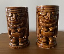Vintage Tiki Leilani Polynesian Mugs USA Barware 1960s Set of 2 Hawaiian Tumbler picture