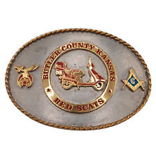Butler County KS Belt Buckle Red Scats Scooter Shriners Masons Kansas Collectibl picture