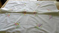 VINTAGE HAND EMBROIDERED PURE COTTON  TABLECLOTH picture