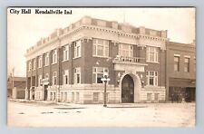 Kendallville IN-Indiana RPPC City Hall Building Real Photo 1915 Old Postcard picture