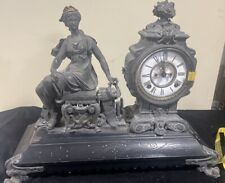 19th  Century Antique Ansonia Figural Metal  Clock Sitting (Opera ) 19’X8’X16’ picture