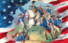 WASHINGTON'S BIRTHDAY - Washington At The Battle Of Princeton Postcard picture