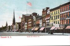 VINTAGE 1905 POSTCARD NEWARK NJ BROAD & WILLIAM STS FLAGS READABLE STOREFRONTS M picture