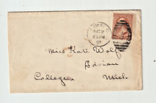 ADRIAN COLLEGE Michigan 19 Century 1887 Cover Fraternity / College Seal envelope picture