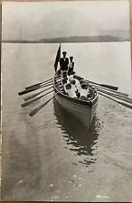 RPPC Row Boat Team Young Boys with Captain Real Photo Postcard c1910 picture