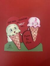 VTG Valentine Anthropomorphic Ice Cream Cones You “Melt” Me Please Be Mine picture