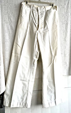 VTG 1960's US Navy Working White Wide Leg Pants Button Fly 38