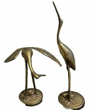 Vintage Pair MCM Brass Cranes Egrets Herons Figurines 11.5